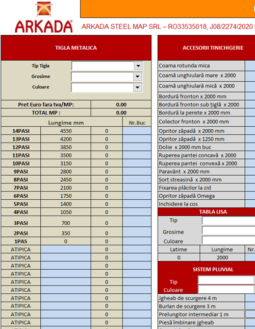 Fișier calcul acoperiș Arkada realizat de Advantage Seosem