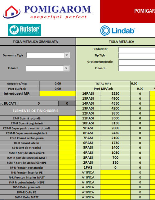 Fișier calcul acoperiș Pomigarom realizat de Advantage Seosem