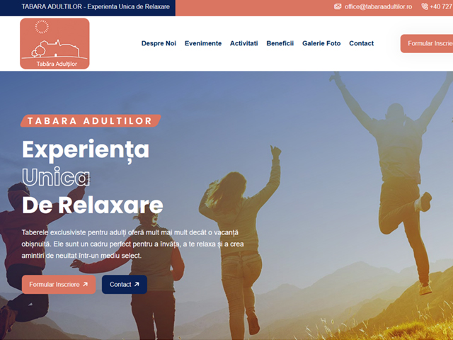 Site de prezentare tabaraadultilor.ro realizat de Advantage Seosem
