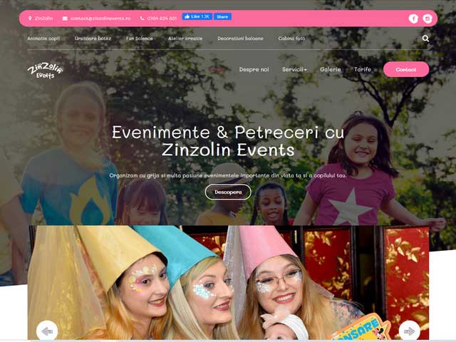 Site zinzolinevents.ro realizat de Advantage Seosem